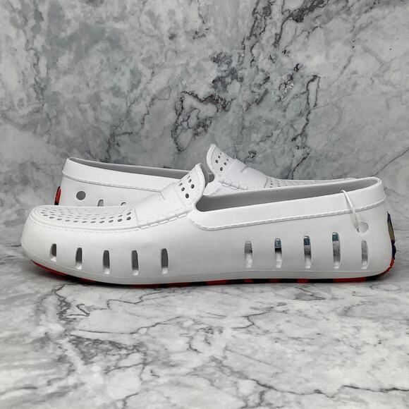 Floafers Mens 12 Bright White Country Club Driver Loafers Slip On Shoes P17-1 - Picture 4 of 11